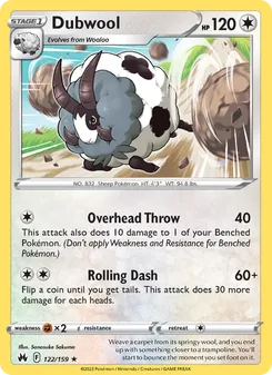 Dubwool [Overhead Throw | Rolling Dash] 카드 이미지