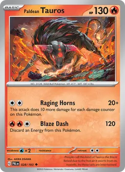 Paldean Tauros [Raging Horns | Blaze Dash] 카드 이미지