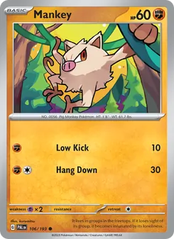 Mankey [Low Kick | Hang Down] 카드 이미지