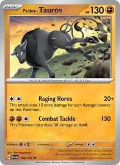 Paldean Tauros [Raging Horns | Combat Tackle] 카드 이미지