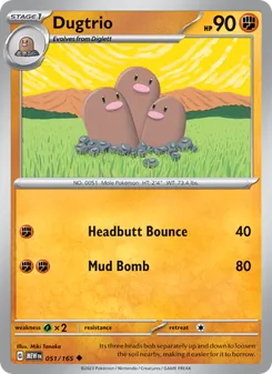 Dugtrio [Headbutt Bounce | Mud Bomb] 카드 이미지