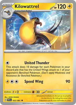 Kilowattrel [United Thunder | Speed Wing] 카드 이미지