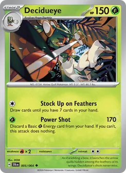 Decidueye [Stock Up on Feathers | Power Shot] 카드 이미지