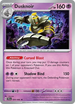 Dusknoir [Cursed Blast | Shadow Bind] 카드 이미지