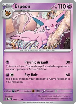 Espeon [Psychic Assault | Psy Bolt] 카드 이미지