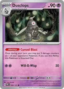 Dusclops [Cursed Blast | Will-O-Wisp] 카드 이미지