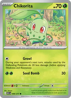 Chikorita [Growl | Seed Bomb] 카드 이미지