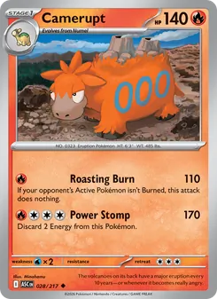 Camerupt [Roasting Burn | Power Stomp] 카드 이미지