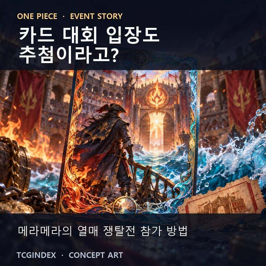 원피스 카드 Flame-Flame Fruit Coliseum, 참가도 추첨? 표지용 개념 일러스트