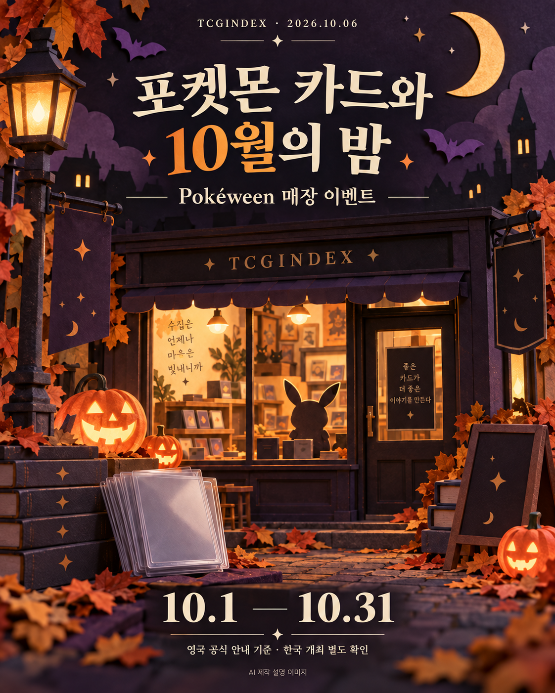 포켓몬 카드와 10월의 밤, Pokéween 프로모를 만나기 전에 실제 카드 비교