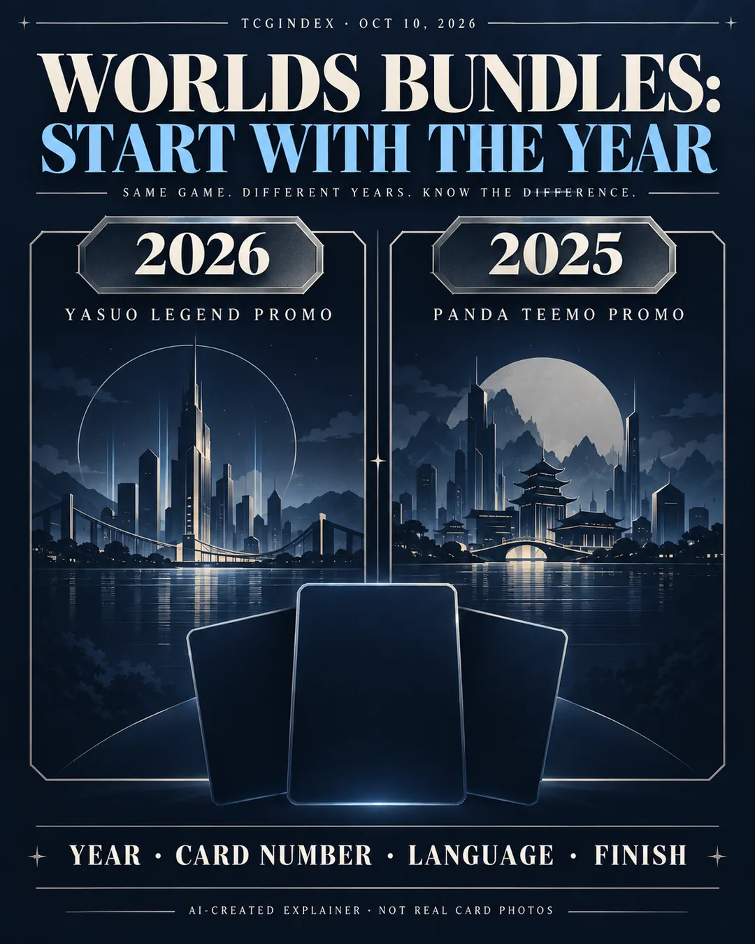 Actual card comparison: Worlds collectibles: start with the year, then identify the promo