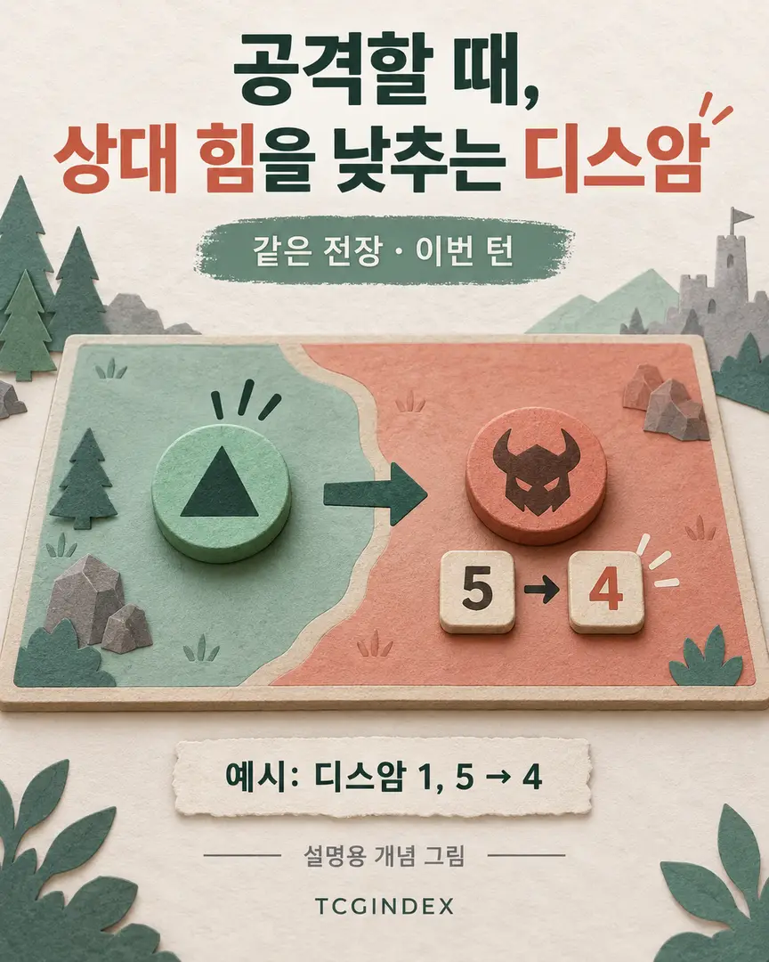 디스암은 장비 파괴가 아니에요: 공격할 때 상대 힘을 낮추는 새 규칙 실제 카드 비교