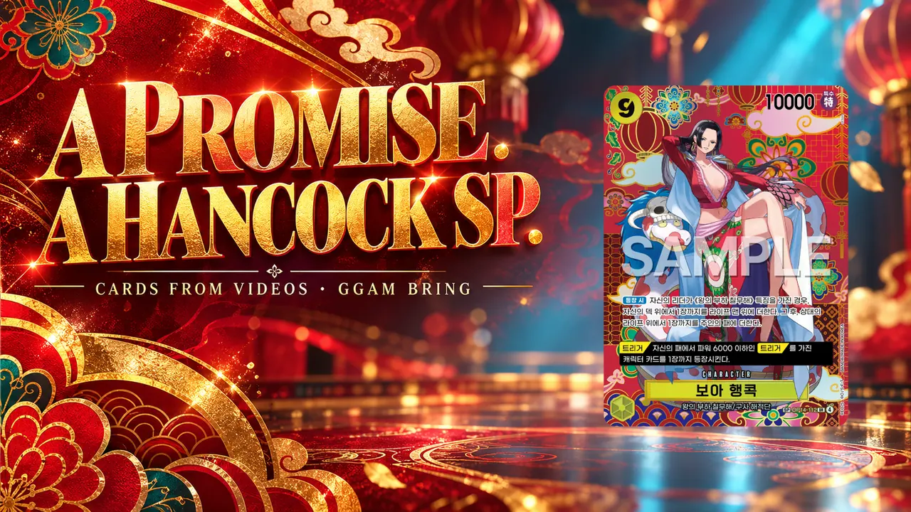 Original card: Korean ONE PIECE Card Game. Official card pixels with ImageGen backdrop/typography; no creator video frames reused.