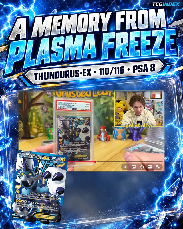 At 18:45: Thundurus-EX, with a visible PSA 8 label