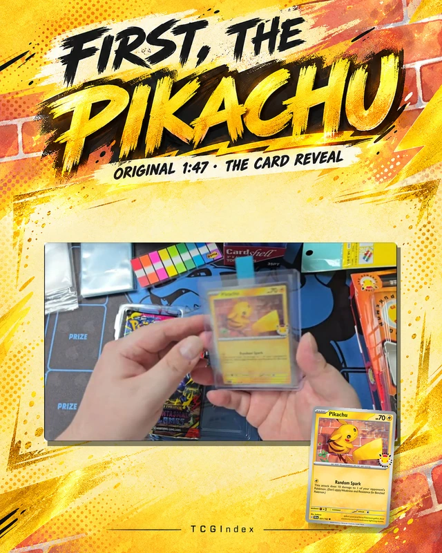 Pikachu appears before the packs