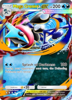 Official English Mega Greninja ex Pocket card with Water and Darkness types