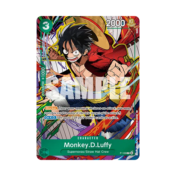 다른 일러스트의 공식 Monkey.D.Luffy P-108 견본