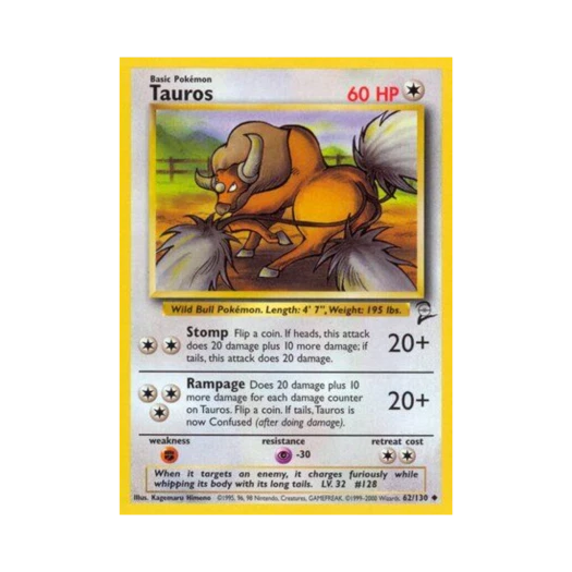 Pokemon TCG Tauros U Base Set 2 (English Ver.)
