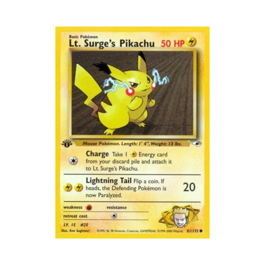Pokemon TCG Lt. Surge's Pikachu C Gym Heroes (English Ver.)