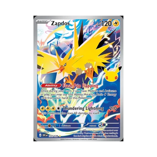 Pokemon TCG Zapdos AR 30th Celebration (English Ver.)