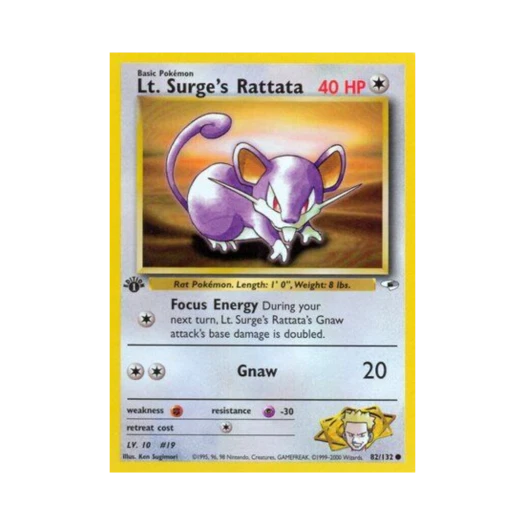 Pokemon TCG Lt. Surge's Rattata C Gym Heroes (English Ver.)