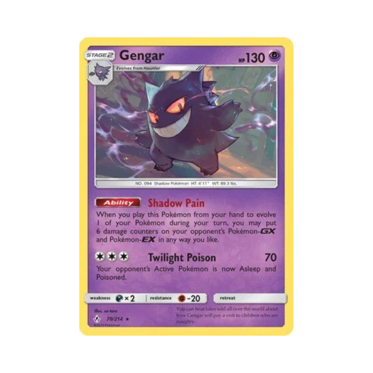 Pokemon TCG Gengar R Unbroken Bonds (English Ver.)