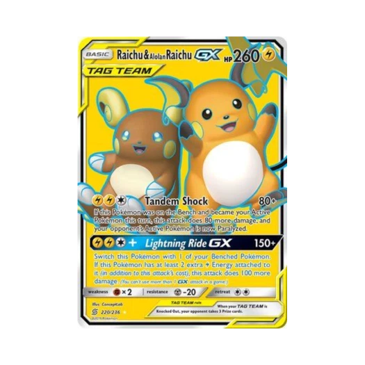 포켓몬 TCG 라이츄 & 알로라 라이츄 GX RU 유니파이드 마인즈 (영문판)