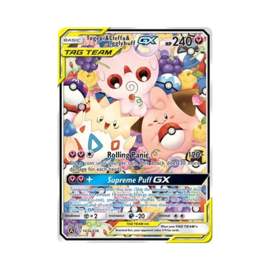 포켓몬 TCG 토게피 & 삐 & 푸푸린 GX RHG 옐로우 A 얼터네이트 (영문판)