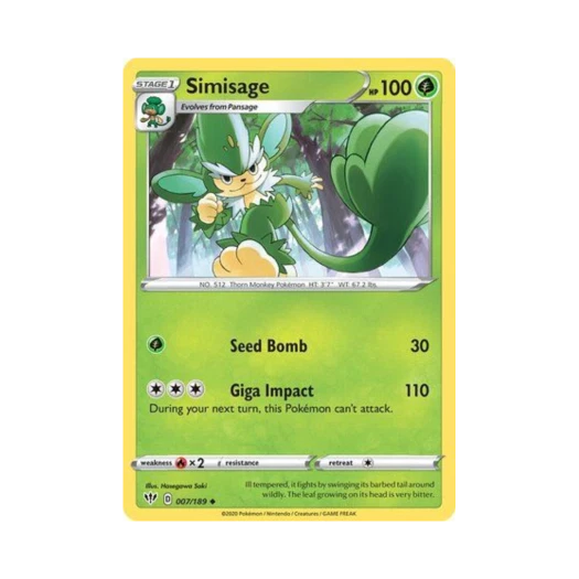 Pokemon TCG Simisage U Darkness Ablaze (English Ver.)