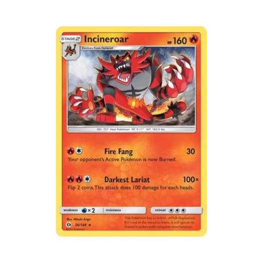 Pokemon TCG Incineroar R Sun & Moon (English Ver.)