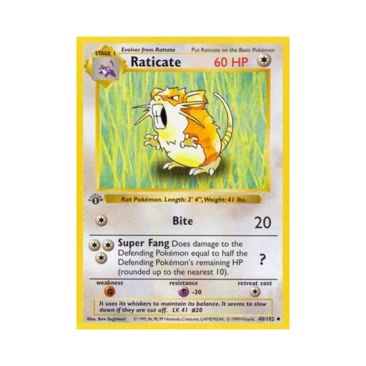 Pokemon TCG Raticate U Base Set (English Ver.)