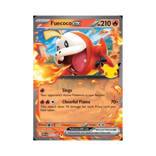 포켓몬 TCG 뜨아거 ex RR 30주년 기념 (영문판)