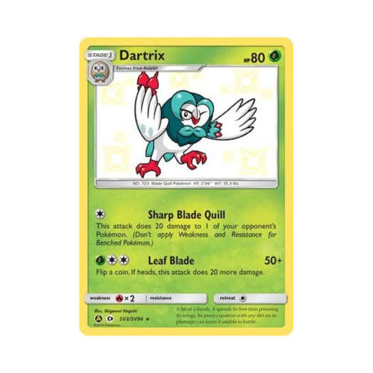 Pokemon TCG Dartrix RS Hidden Fates (English Ver.)