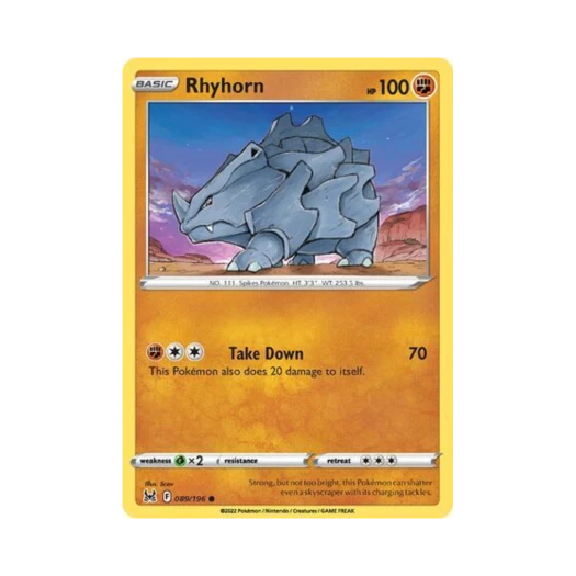 Pokemon TCG Rhyhorn C Lost Origin (English Ver.)