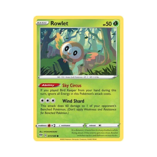 Pokemon TCG Rowlet C Darkness Ablaze (English Ver.)