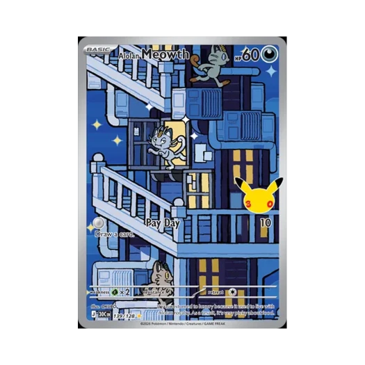 Pokemon TCG Alolan Meowth AR 30th Celebration (English Ver.)